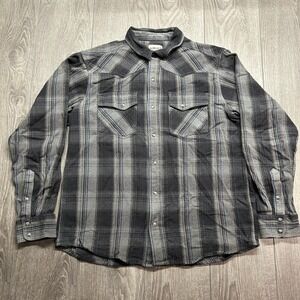 Ariat Mens Retro Fit Western Plaid Pearl Snap XL Long Sleeve Shirt Grey Black XL